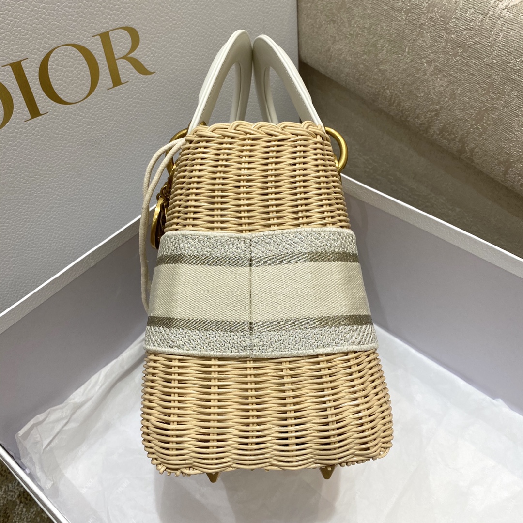 Bamboo Weave Bag, Classic Oblique Canvas Inner Bag, Size: 24*12*20cm  