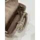 Cream Apricot D-joy Micro Series, Bag with Two Shoulder Straps, Sheepskin Leather, Size: 16*5*9cm