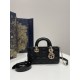 Black Small Size, D-joy Series, Bag with Two Shoulder Straps, Sheepskin, Size: 22*6*12cm  