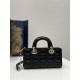 Black Small Size, D-joy Series, Bag with Two Shoulder Straps, Sheepskin, Size: 22*6*12cm  