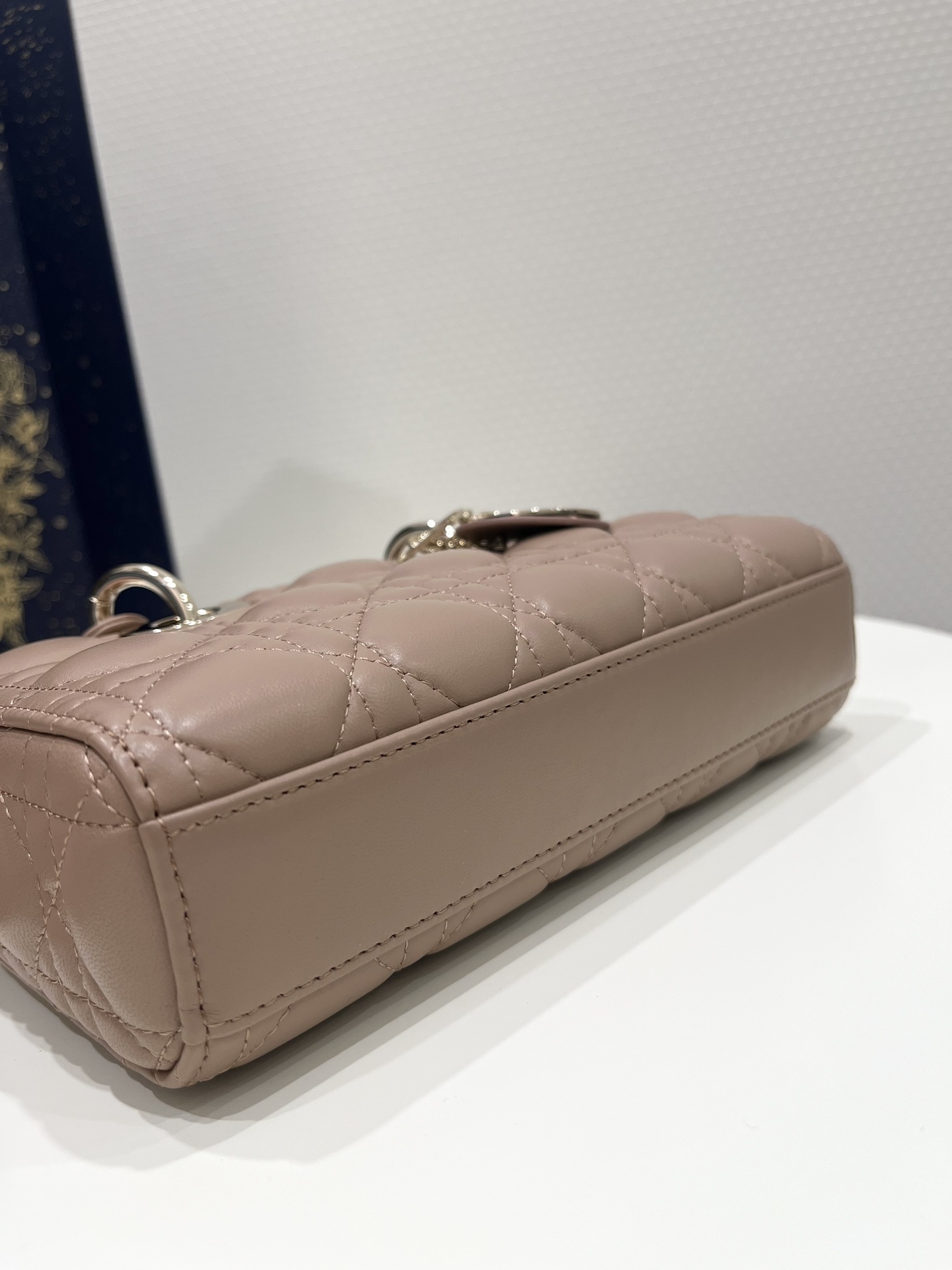 Taupe Pink Small Size, D-joy Series, Bag with Two Shoulder Straps, Sheepskin, Size: 22*6*12cm  