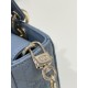 Haze Blue Small Size, D-joy Series, Bag with Two Shoulder Straps, Sheepskin, Size: 22*6*12cm  