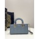 Haze Blue Small Size, D-joy Series, Bag with Two Shoulder Straps, Sheepskin, Size: 22*6*12cm  