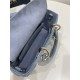 Haze Blue Small Size, D-joy Series, Bag with Two Shoulder Straps, Sheepskin, Size: 22*6*12cm  