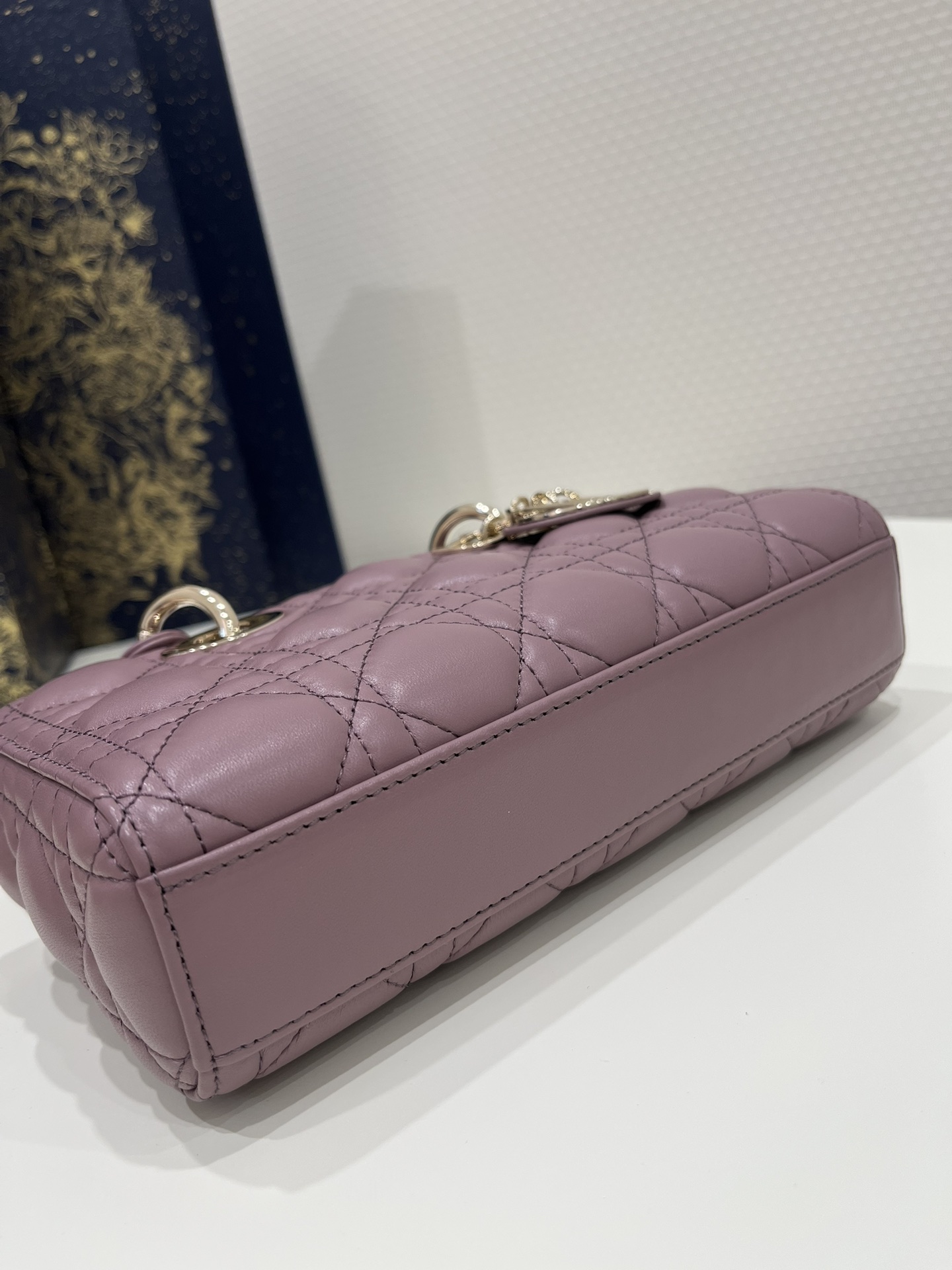 Pink Purple Small Size, D-joy Series, Bag with Two Shoulder Straps, Sheepskin, Size: 22*6*12cm  