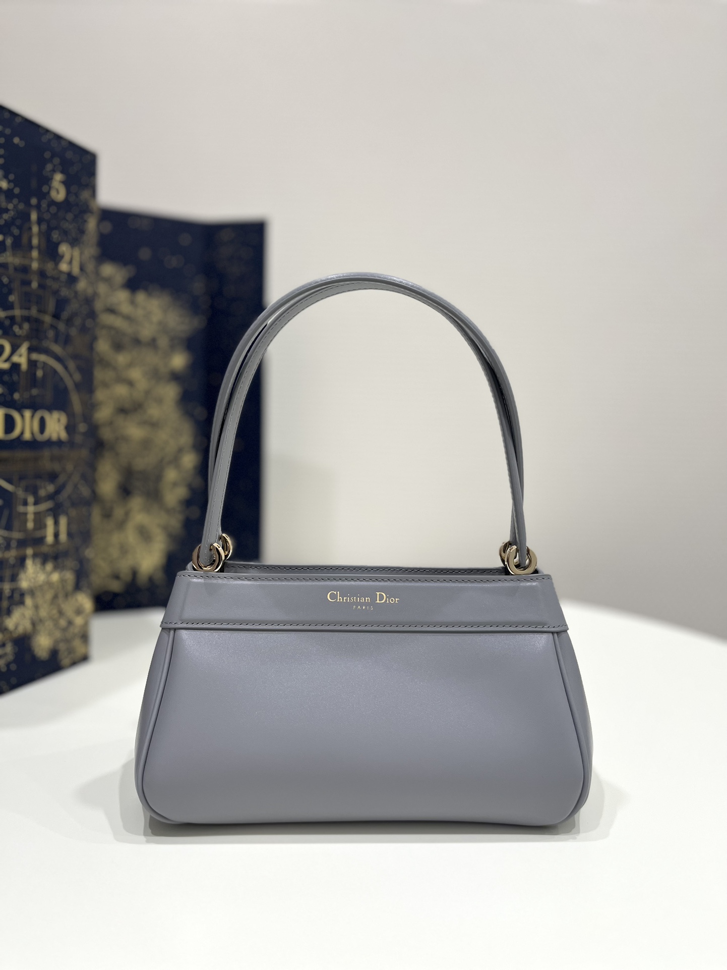 Small Size Dreamy Grey, Key Handbag Series, Calfskin, Size: 22*12*12cm  