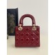 Four-grid Cherry Red, Lady Four-grid Lacquered Leather with Alphabet Shoulder Strap, 6 Alphabet Characters Included, Size: 20*8*17cm  