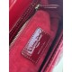 Four-grid Cherry Red, Lady Four-grid Lacquered Leather with Alphabet Shoulder Strap, 6 Alphabet Characters Included, Size: 20*8*17cm  