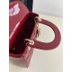 Four-grid Cherry Red, Lady Four-grid Lacquered Leather with Adjustable Leather Shoulder Strap, Size: 20*8*17cm  