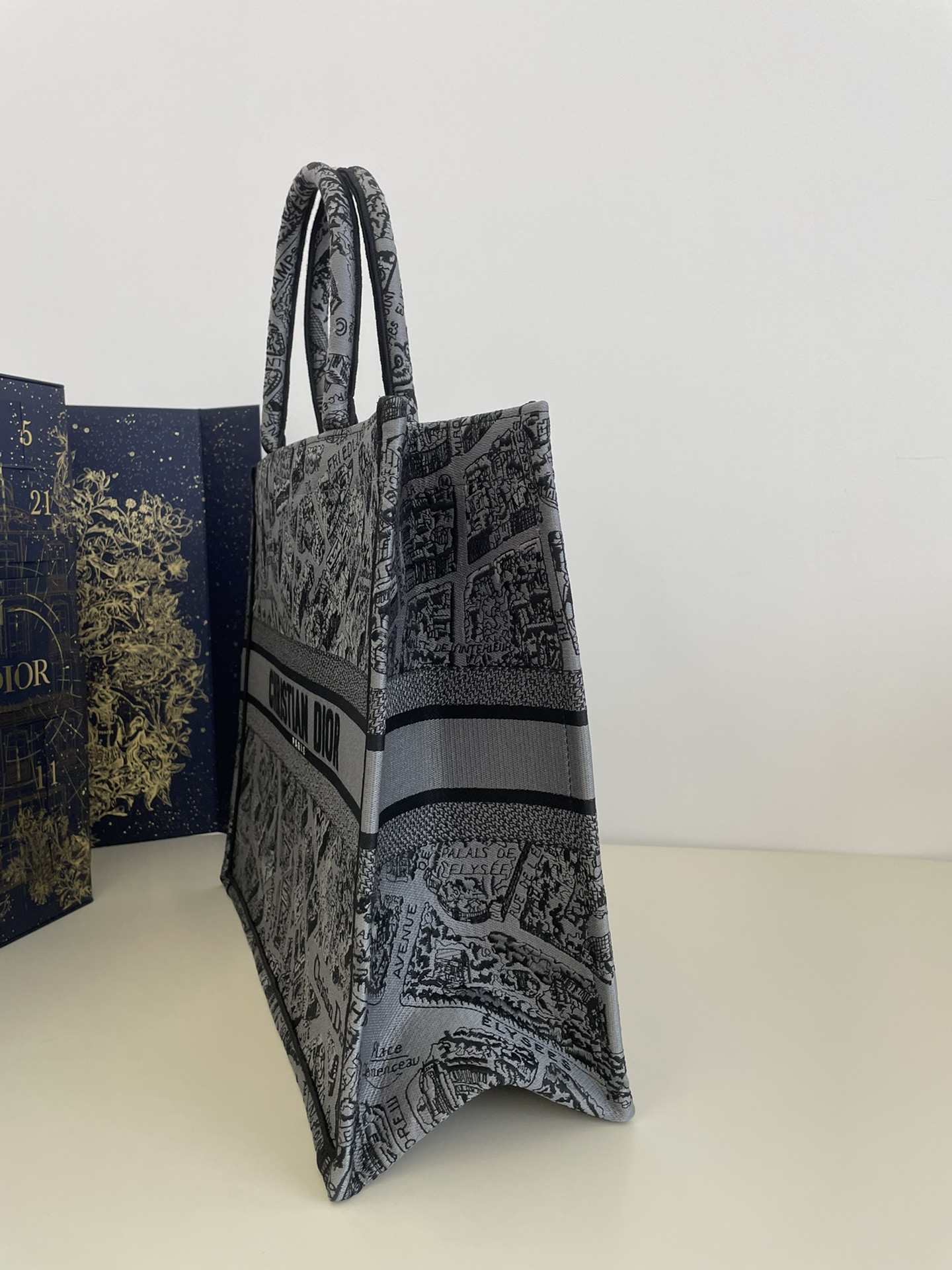 Large Grey Tote from Spring/Summer Collection with Romantic Paris Map Pattern, 42*18*35cm