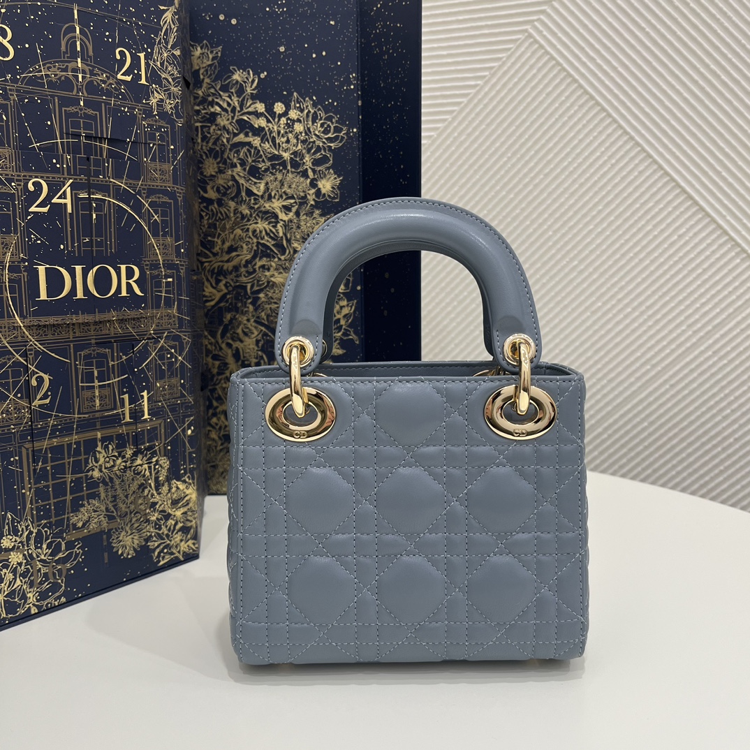 Classic Lady Dior, Three-Compartment, Sheepskin, Size: 17*7*15cm 