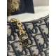 Lounge Moon Bag Series, Colorful Enamel Letter Chain with Blue Cowhide, Size: 26*5.5*15cm