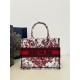 Medium Tote New Year Love Series, White and Red Interlocking Heart Embroidery Pattern, Size: 36*18*28cm  