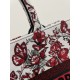 Medium Tote New Year Love Series, White and Red Interlocking Heart Embroidery Pattern, Size: 36*18*28cm  