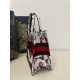 Small Tote New Year Love Series, White and Red Interlocking Heart Embroidery Pattern, Size: 26*8*22cm  