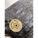 Hobo Star Chain Handbag Series, Lunchbox Bag, Black Wax Leather, Size: 28.5*10*14.5cm