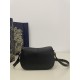 Besace Series, Black Cowhide Leather, Adjustable Cowhide Shoulder Strap, Size: 24*6*13cm