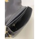 Besace Series, Black Cowhide Leather, Adjustable Cowhide Shoulder Strap, Size: 24*6*13cm