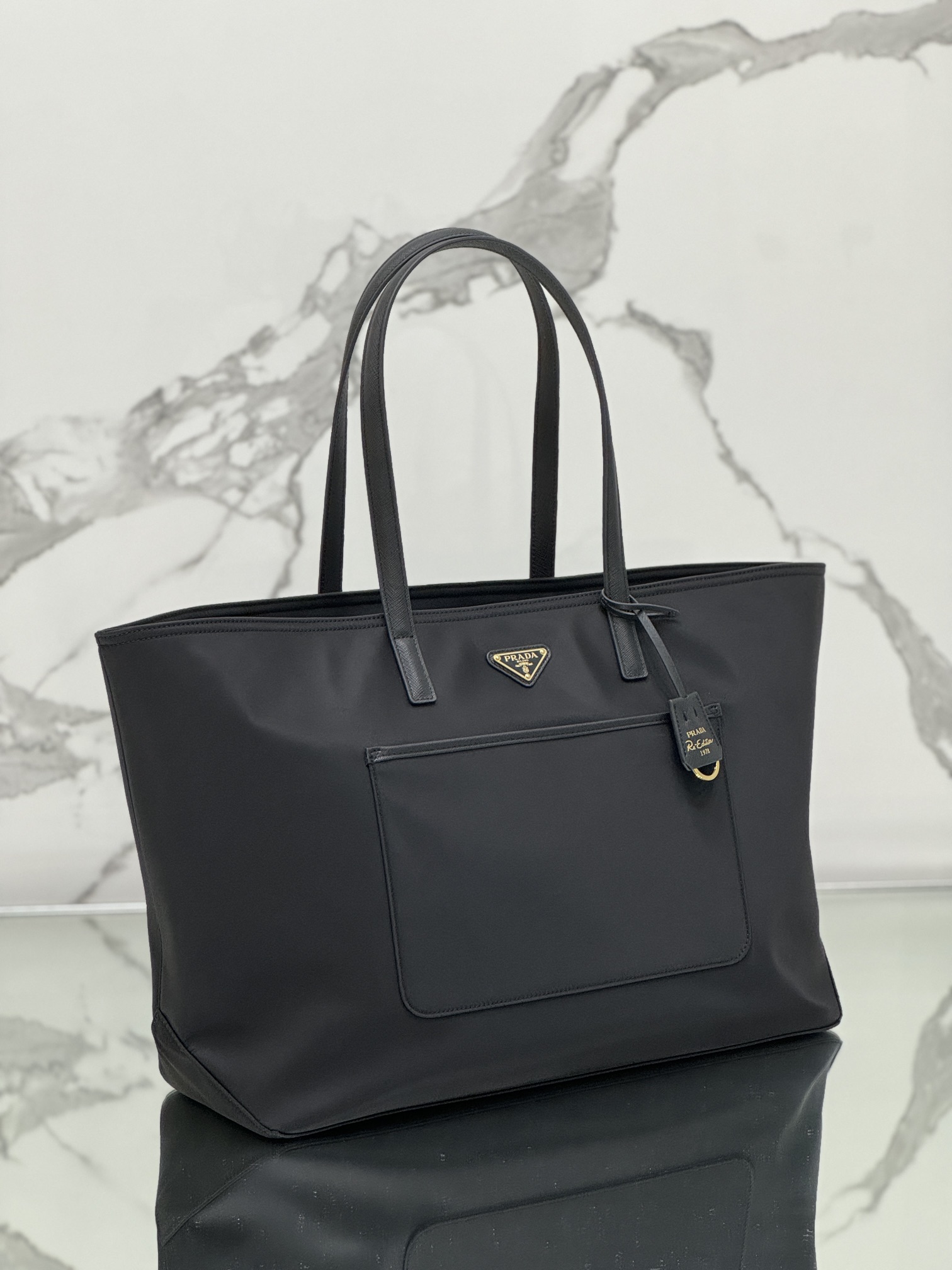 Nylon Tote Bag - Nylon Fabric with Saffiano Leather Trim - Model 1BG527