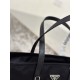 One-Shoulder Nylon Tote Bag with Saffiano Leather Long Handles, Style Number: 1BG052