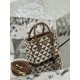 Embroidered Fabric Mini Killer Bag, Imported Saffiano Leather and Unique Embroidered Fabric, Style Number: 1BA906