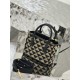 Embroidered Fabric Mini Killer Bag, Imported Saffiano Leather and Unique Embroidered Fabric, Style Number: 1BA906