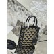 Embroidered Fabric Tote Bag (Small Size) with Imported Saffiano Leather and Unique Embroidered Fabric, Style Number: 1BA355