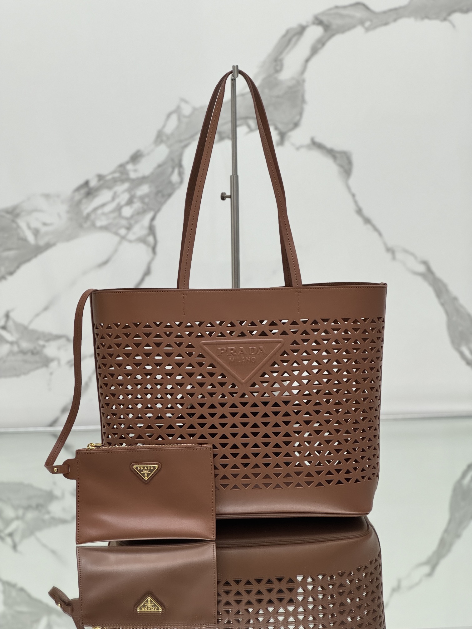 Hollow Tote Shopping Bag in Calfskin, Style No: 1BG503