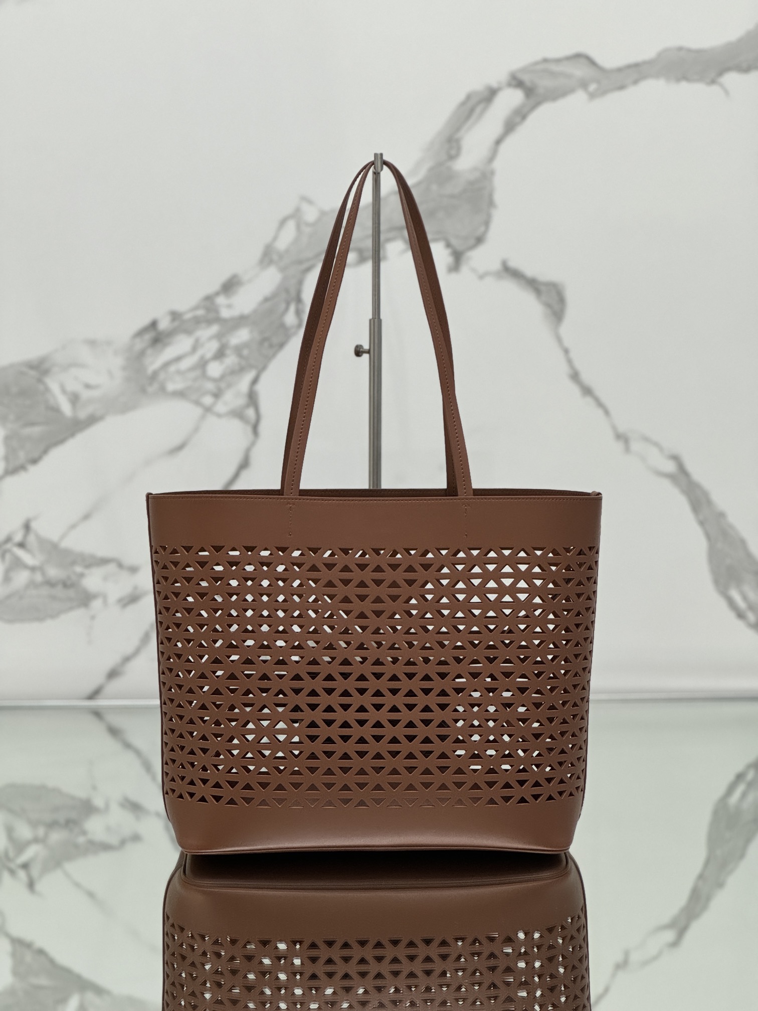 Hollow Tote Shopping Bag in Calfskin, Style No: 1BG503