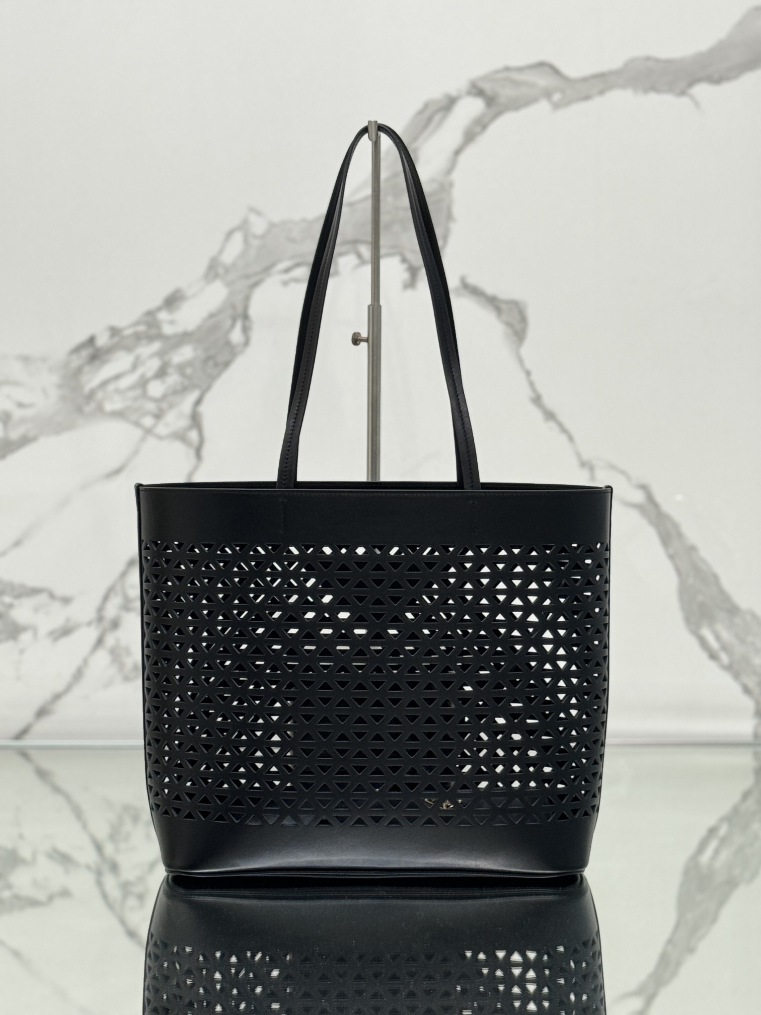 Hollow Tote Shopping Bag in Calfskin, Style No: 1BG503