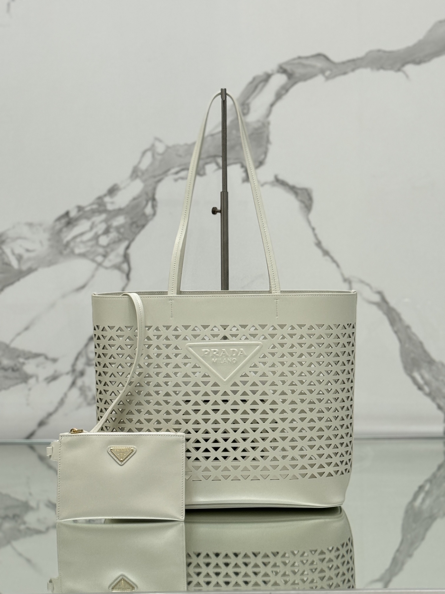 Hollow Tote Shopping Bag in Calfskin, Style No: 1BG503