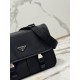 Flap Shoulder Bag (Large) Made with Imported Nylon and Saffiano Leather, Style No: 2VD768