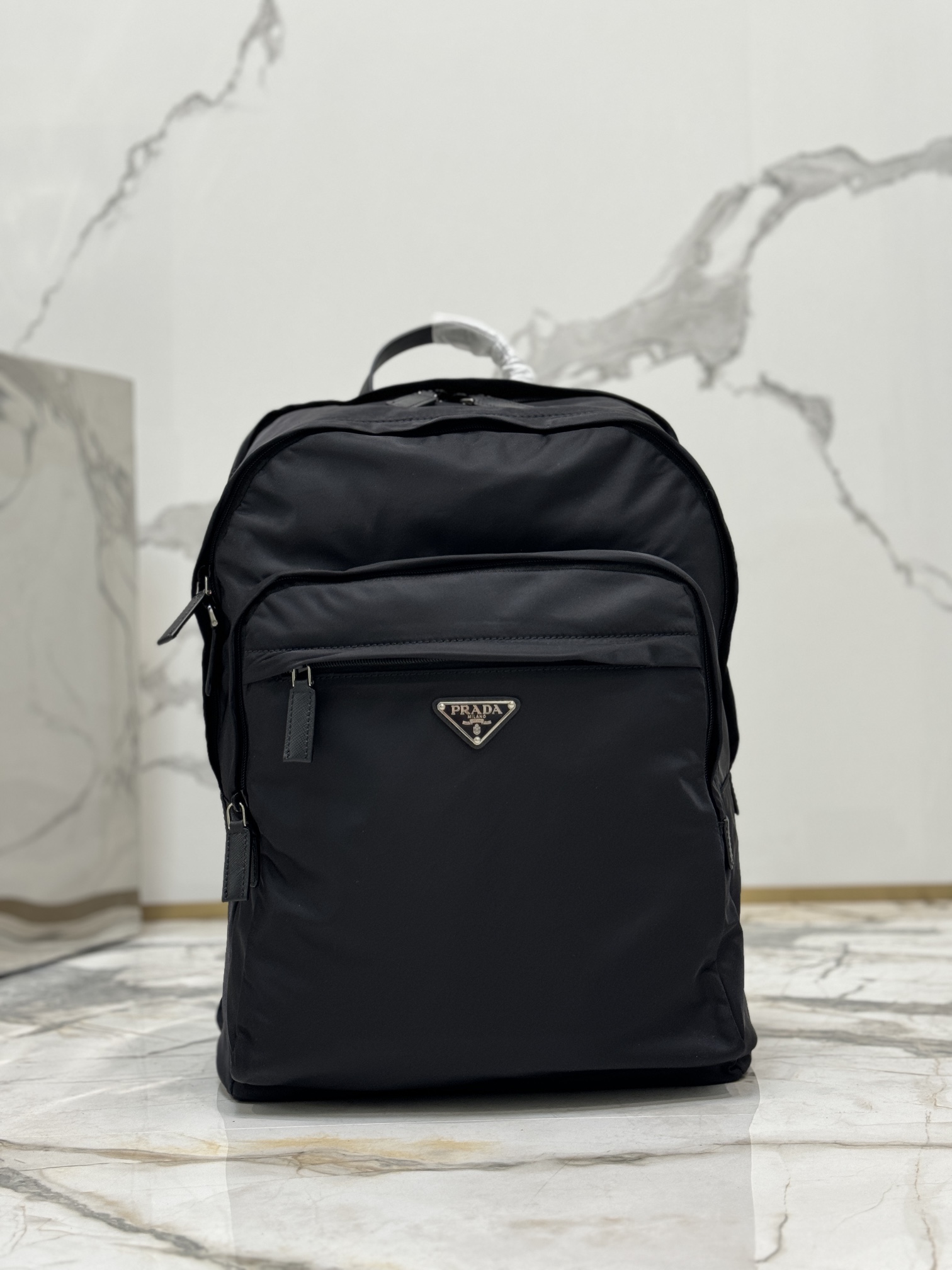 Classic Backpack Made with Imported Nylon Fabric and Cross-Grain Cowhide Leather Combination