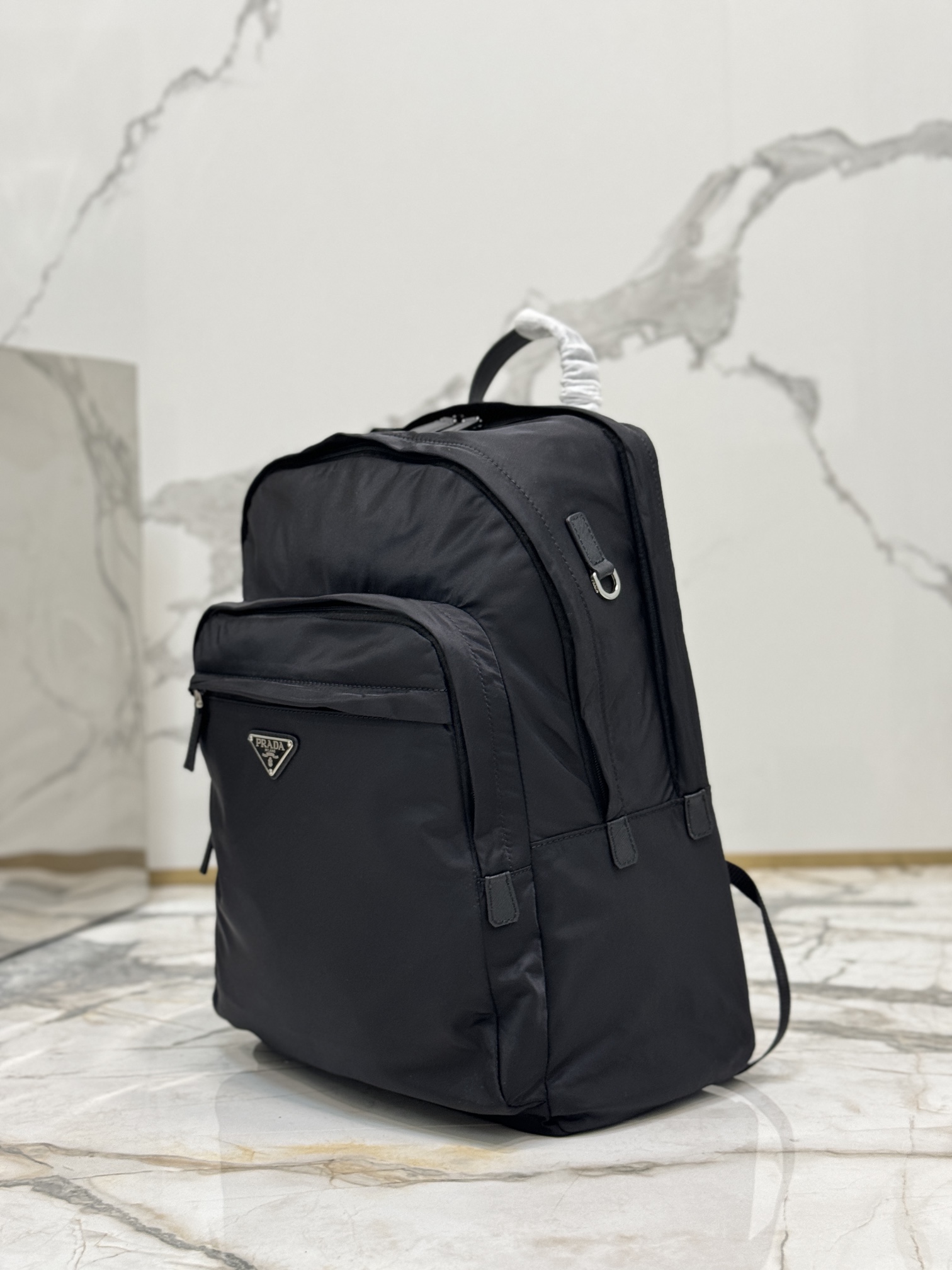 Classic Backpack Made with Imported Nylon Fabric and Cross-Grain Cowhide Leather Combination