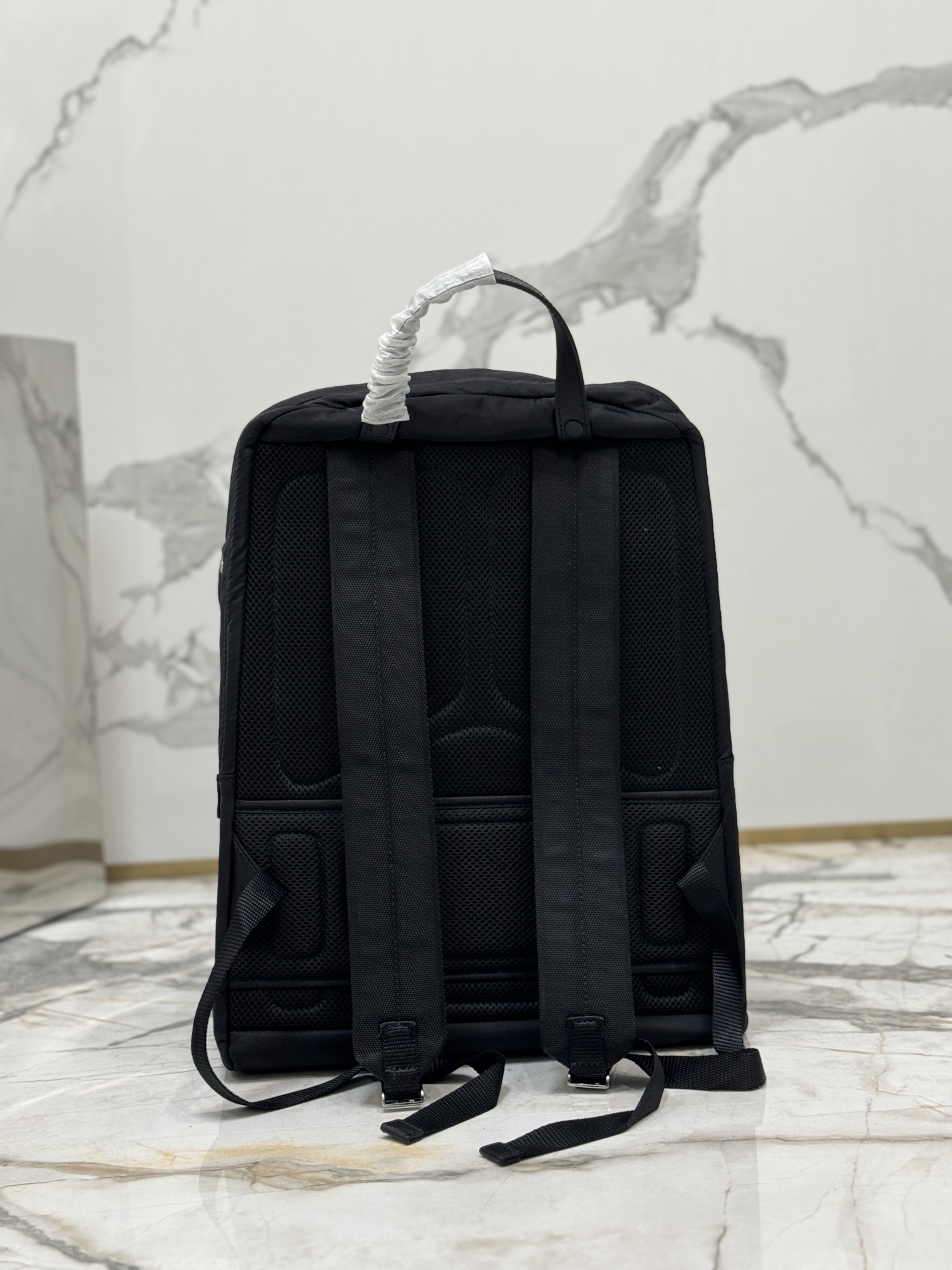 Classic Backpack Made with Imported Nylon Fabric and Cross-Grain Cowhide Leather Combination