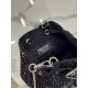 Crystal Mini Bucket Bag Made of Crystal and Satin Materials, Style No: 1NR016