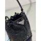 Crystal Bucket Bag Made of Crystal and Satin Materials, Style No: 1BE067