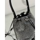 Crystal Bucket Bag Made of Crystal and Satin Materials, Style No: 1BE067