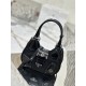 Fabric and Leather Moon Handbag Imported Nylon Fabric and Glossy Cowhide Design, Style Number: 1BA381