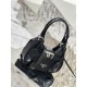 Fabric and Leather Moon Handbag Imported Nylon Fabric and Glossy Cowhide Design, Style Number: 1BA381