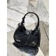 Fabric and Leather Moon Handbag Imported Nylon Fabric and Glossy Cowhide Design, Style Number: 1BA381