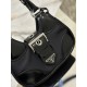 Fabric and Leather Moon Handbag Imported Nylon Fabric and Glossy Cowhide Design, Style Number: 1BA381