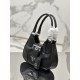 Fabric and Leather Moon Handbag Imported Kid Leather Design, Style Number: 1BA381