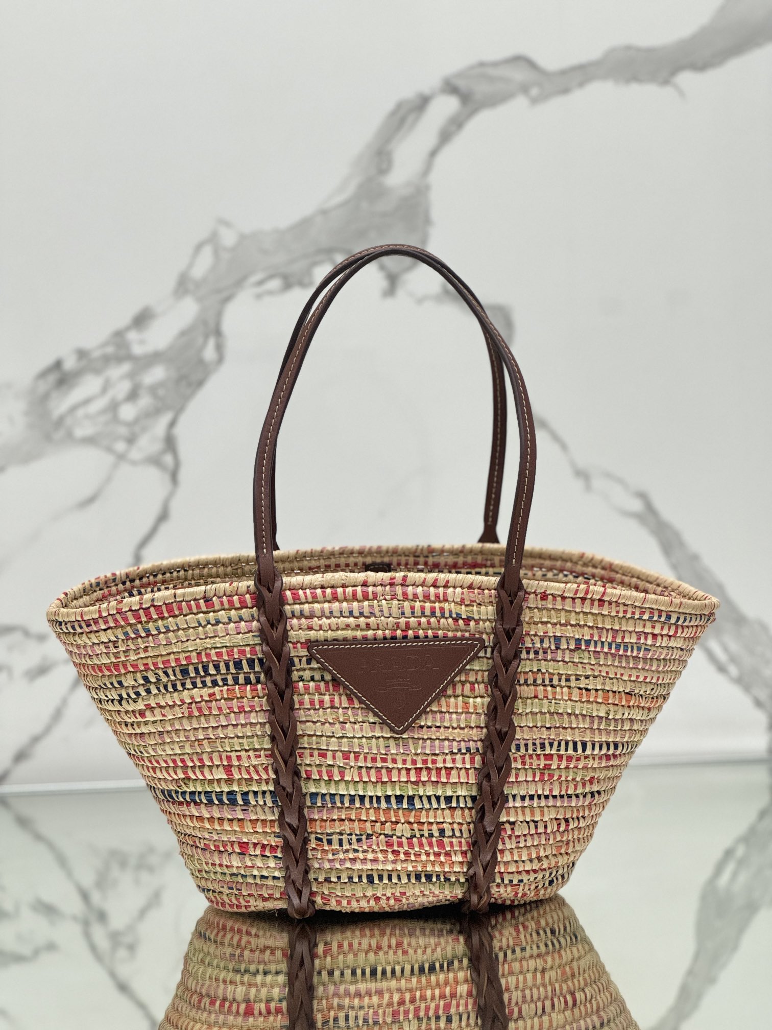 Straw Bag Cowhide Trim Cornstalk Weave Shoulder Strap, Style Number: 1BG312