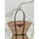 Straw Bag Cowhide Trim Cornstalk Weave Shoulder Strap, Style Number: 1BG312