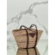 Straw Bag Cowhide Trim Cornstalk Weave Shoulder Strap, Style Number: 1BG312