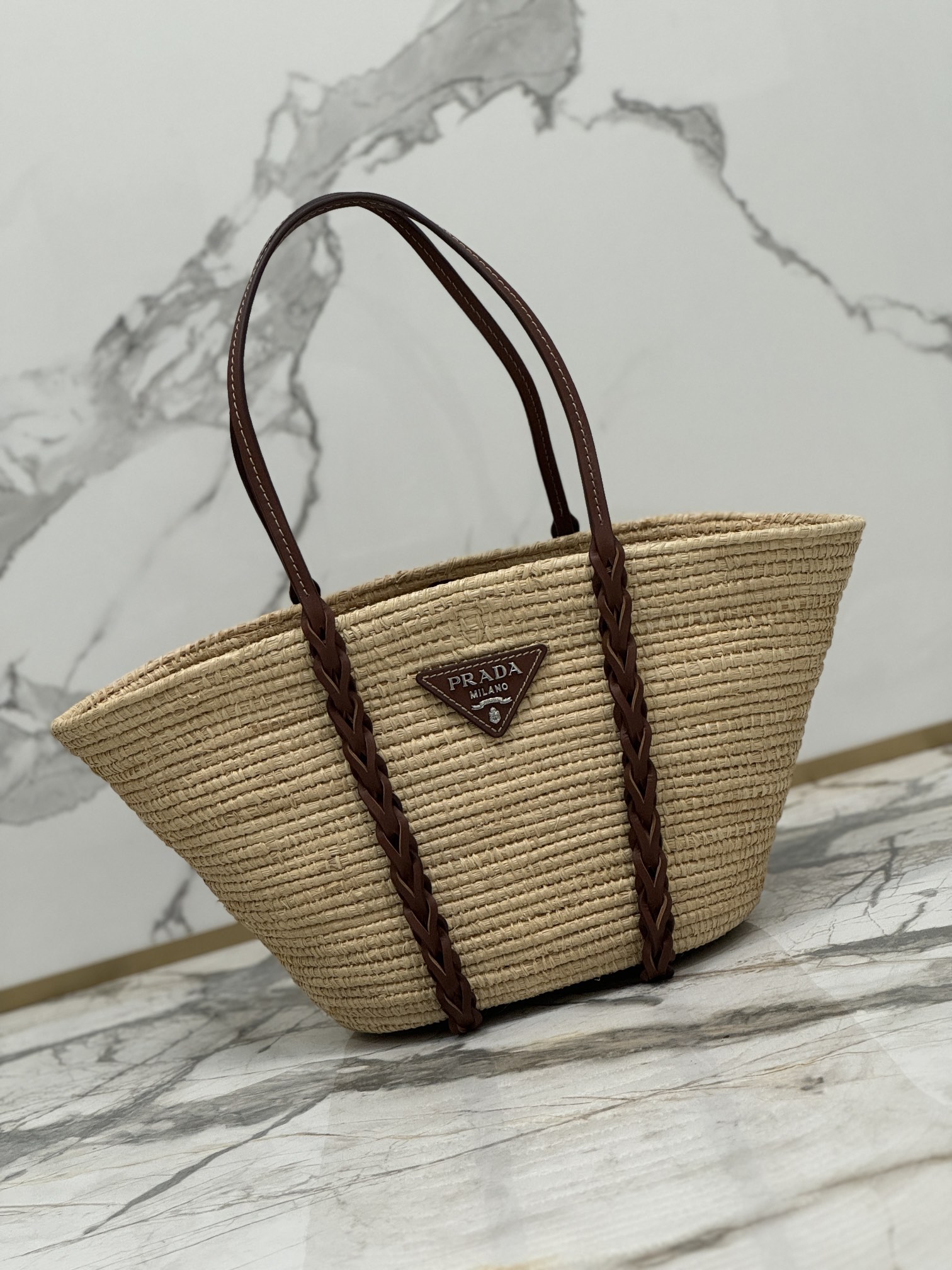 Straw Bag Cowhide Trim Cornstalk Weave Shoulder Strap, Style Number: 1BG312