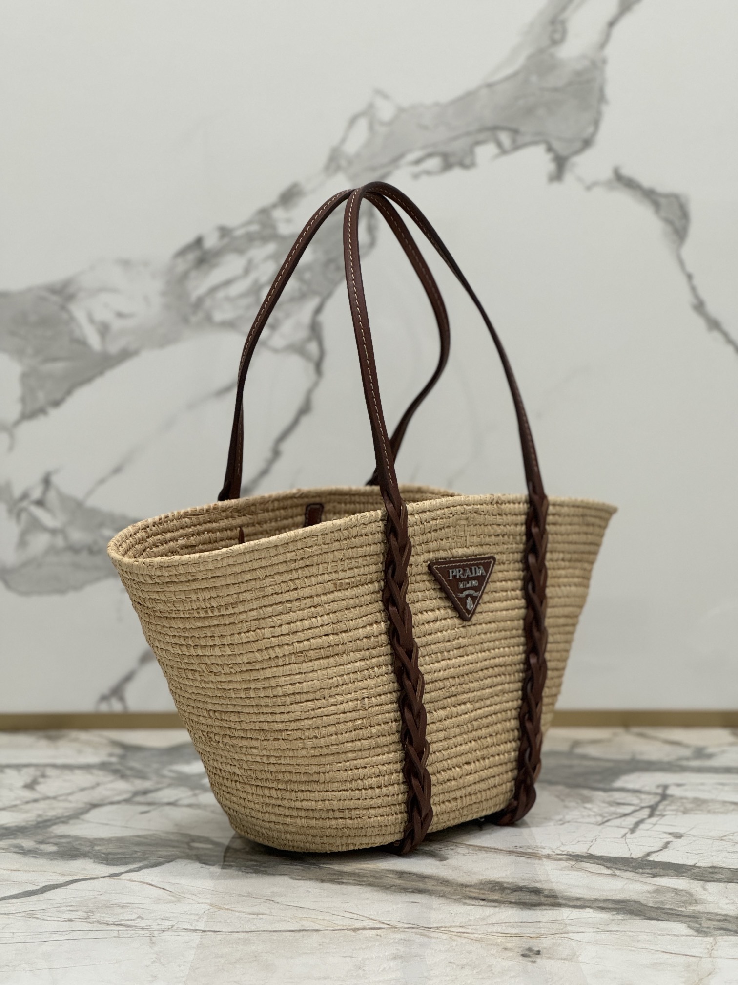 Straw Bag Cowhide Trim Cornstalk Weave Shoulder Strap, Style Number: 1BG312