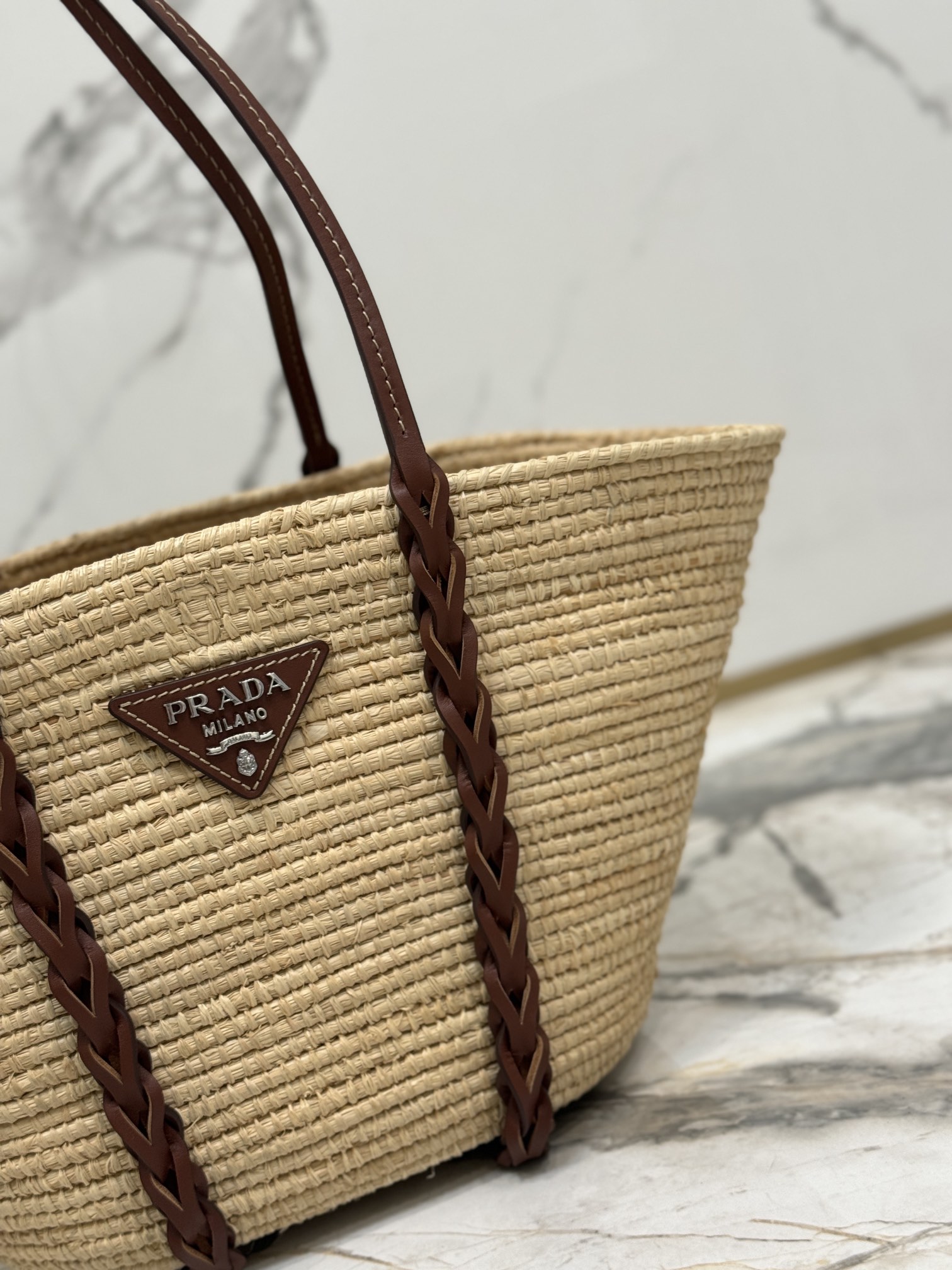 Straw Bag Cowhide Trim Cornstalk Weave Shoulder Strap, Style Number: 1BG312