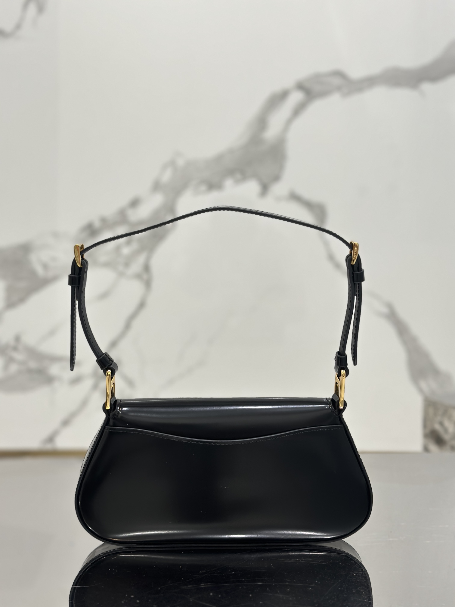 Glossy Flap Shoulder Bag Glossy Calfskin, Style Number: 1BD345